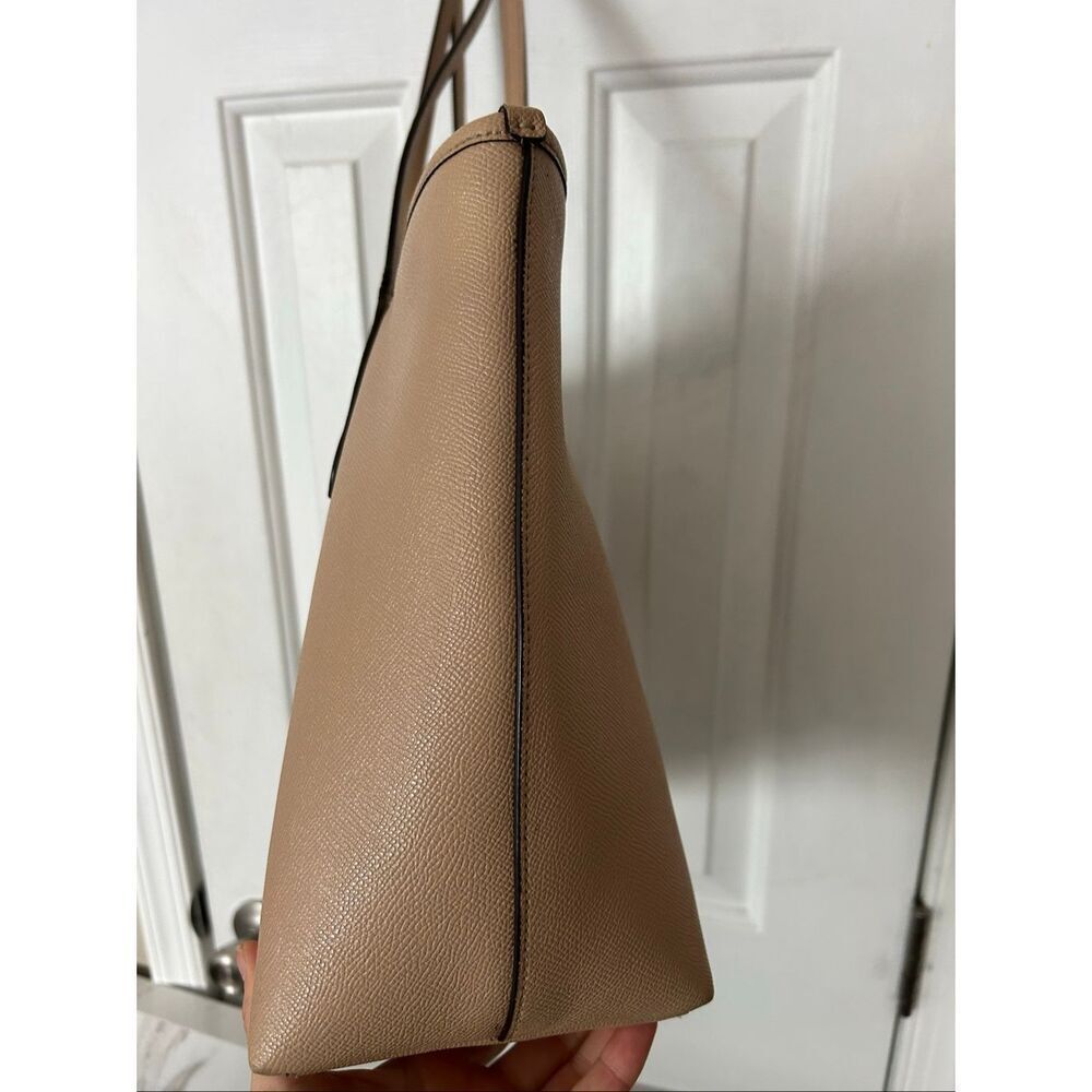 Coach tan toteNude Toned CITY Zip Crossgrain Leather Tote Purse Bag work purse - Picture 6 of 8